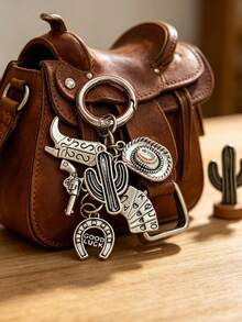 Western Cowboy Style Cowboy Hat, Boots, Gun, Horseshoe Pendant Keychain, Personalized Fashion Versatile Bag Charm, Car Key Chain Pendant - Multicolor - View 1