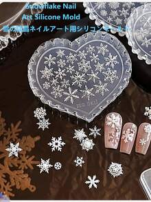 Christmas Heart Snowflake Silicone Mold With Dense Snowflake Pattern, Whole Plate Contains Over 10 Types Of Fine Snow Crystals, Single Use Or Collage Can Be Flexibly Combined, Snowflake Branches Radiate Outward Without Clumping, Transparent Gel Body With Subtle Glossy Finish And Soft Touch, Suitable For Christmas First Snow Nail Art Gift For Best Friend, Can Be Layered With Ice Blue Fine Glitter Powder To Create Falling Snow Effect - Multicolor - View 1