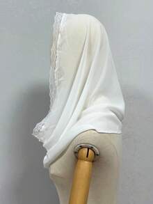 Bridal Chiffon White Veil Shawl Muslim Church Wedding Latin Black Veil - Multicolor - View 3