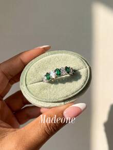 MADEONE 1件極簡幾何水鑽戒指，基礎珠寶，適合女性，優雅禮物，完美適用於女孩生日、舞會及其他場合 - 款式1 - 查看 2