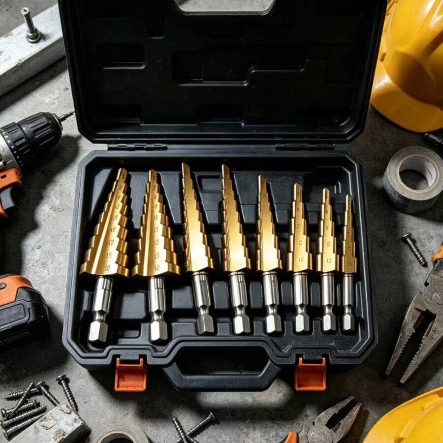 6pcs Multi-Size Step Drill Bit Set, Tapered Drill Bits Suitable For Drilling And Boring, Can Process Metal, Wood, PVC And Acrylic Materials, Widely Used For Home Repair, Handicrafts And Various Small Processing Projects (OPP Bag Packaging) - A - View 1