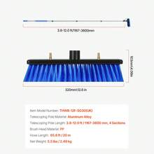 Water Fed Pole Kit, 3.6m Solar Panel Cleaning Pole With Extendable Handle, 180° Rotatable Brush Head & 20m Hose, Household & Outdoor Window Cleaner Tool For Caravan Solar Panel Deck - 3.6m - View 11