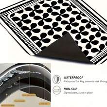Luckybutterfly Black And White Vintage Floral Washing Machine Top Cover Mat, Anti-Slip Waterproof Dust-Proof Washing Machine Dryer Protective Pad, Suitable For Laundry Room Home Decor - Black - View 9