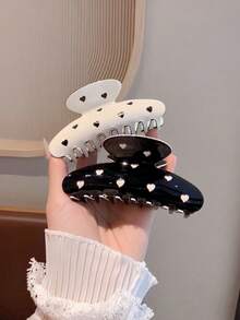 1pc Striped Hair Claw Clip, Decorated With Shiny Rhinestone Starfish And Shell Charms, Strong Grip, Suitable For Vacation And Casual Daily Styling - Multicolor - View 17