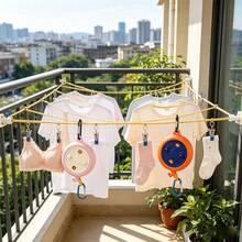 33ft Retractable Travel Clothesline With 4 Clothespins, Windproof Portable Laundry Drying Rope Set With Carabiner Hook, Strong Grip Non-Slip No-Drill Installation, Lightweight Compact, Suitable For Camping Hiking RV Hotel, Essential Gift For Outdoor Campers - 33 Ft/10 M - View 4