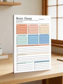 1pc A5 Brain Dump To-Do List Notebook, 50 Pages Minimalist Focused Daily Planner School Supplies - A - View 5