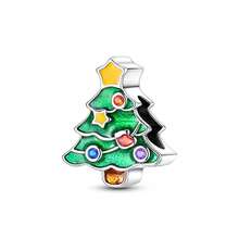 1 Pieces Original Design Silvery Color Christmas Charms Beads Colorful Christmas Tree Snowman Cubic Zirconia Inlay Fits Original Bracelet DIY Making - Multicolor - View 8