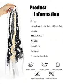 Wig Ekor Kuda Kepang Boho 24 Inci, Kepang Viking Bohemian Berhiaskan Manik-Manik dengan Karet Rambut, Ekstensi Rambut Kepang untuk Pesta Festival - MultiWarna - View 3
