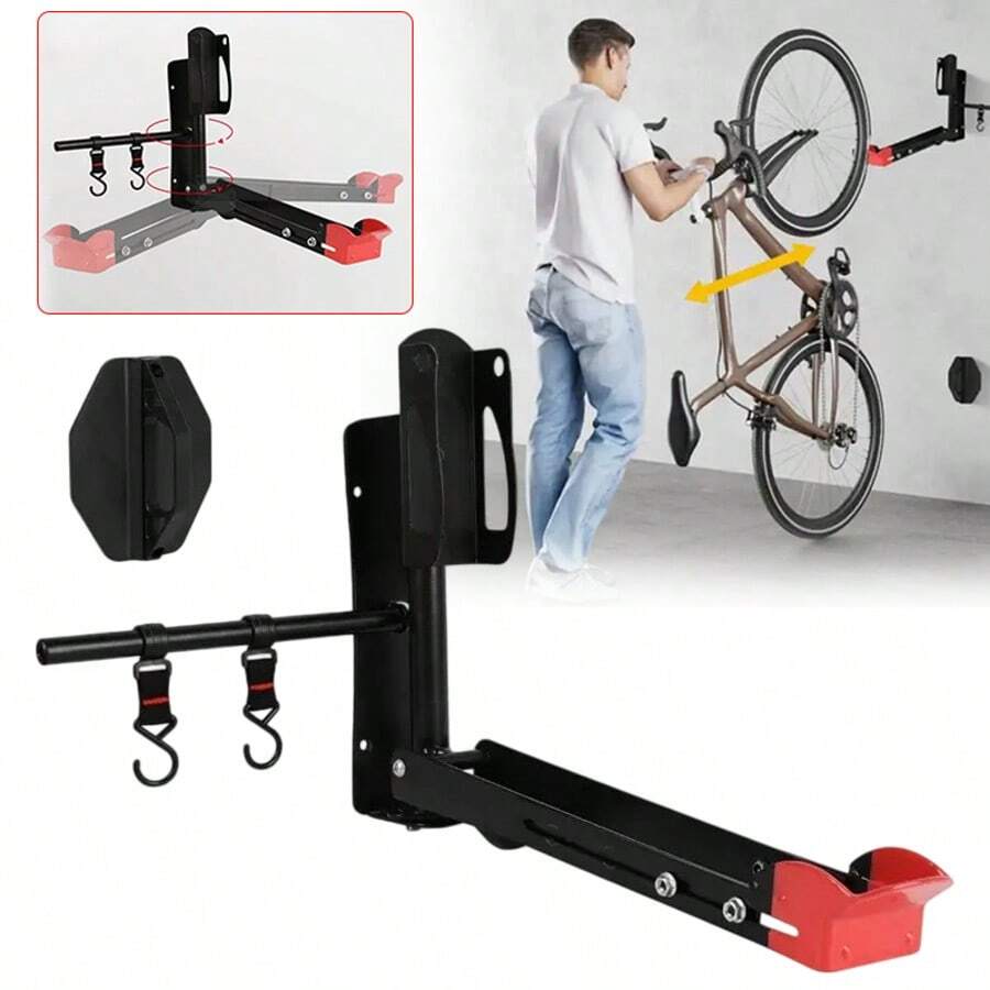 Bike Wall Mount Steel Swivel Rotating Rack Garage Storage Hook For MTB Road Electric Bike - Black - View 1