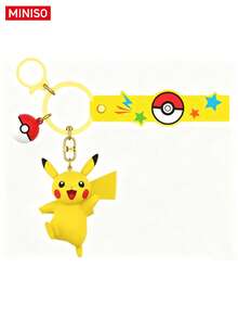 MINISO Pokémon Pikachu Yellow Wrist Strap Keychain With Poké Ball Charm For Keys, Daily Carry & Travel, Christmas Gift - Style 1 - View 5