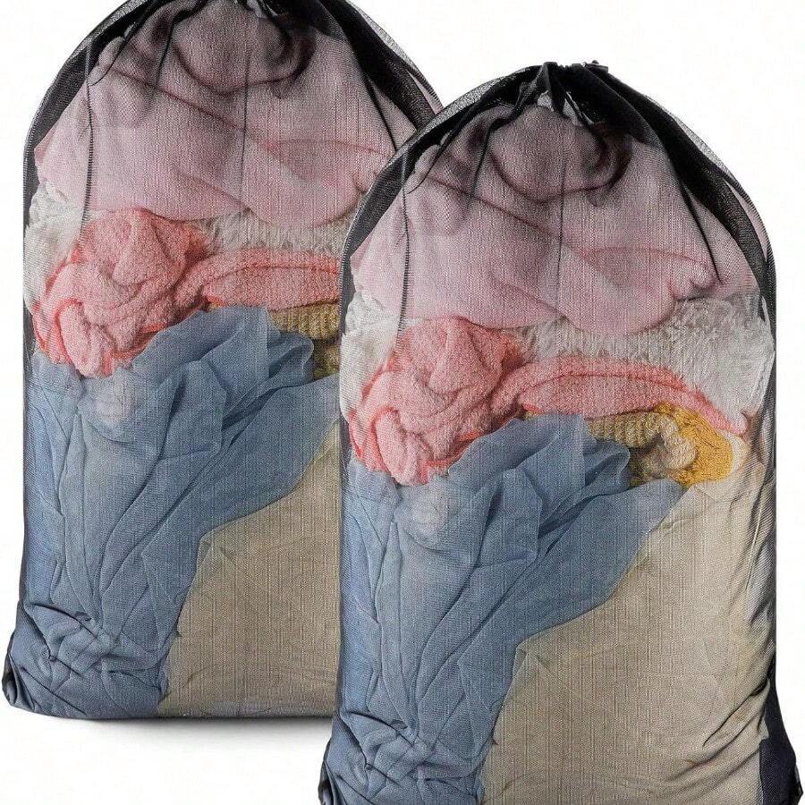 Heavy Duty Mesh Laundry Bag, Large Laundry Drawstring Bag, 60x90cm, 23.62x35.43in, Suitable For College, Dorm, Travel, Home And Apartment - A - View 1