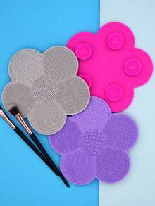 Silicone Makeup Brush Cleaning Pad, Flower Shaped, With Suction Cup, Portable Cleaning Tool, Suitable As Valentine's Day, Birthday, Party Gift - Multicolor - View 8