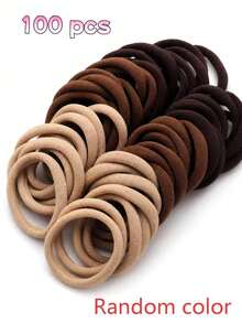 20pcs Women's High Elastic Hair Ties, Simple Basic Ponytail Holders For Daily Use, Stretchy Hair Bands For Thick Thin Hair, Bulk Hair Accessories - Coffee - View 8