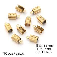 10/50pcs/Pack Stainless Steel Round Cord Clasp, 1/2/3/4/5mm Round Leather Cord Clasp, Round Crimp Beads, DIY Bracelet Necklace Phone Chain Jewelry Accessories - Round Rope Clip - View 13