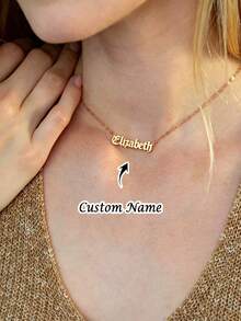 1PC Old English Name Necklace Exquisite Gothic Nameplate Necklace Vintage Letter Pendant Necklace Customized Jewelry Daughter Gift Personalized Name Necklace Birthday Gift Anniversary Gift Christmas, Halloween Gift - Multicolor 2 - View 1