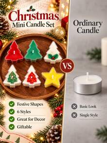 4/8/12pcs Christmas Mini Candle Set, Tree And Star Shaped, Holiday Decorative Candles, Suitable For Christmas Table Decor, Gift Boxes, Party Favors, Home Decor, Seasonal Display, Christmas Stocking Fillers And Winter Celebration Home Gifts - Multi-color - View 10