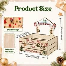 Merry Christmas, Classic Christmas Tree Pattern Wooden Storage Box, Christmas Decoration Wooden Organizer Box, Open-Top Decorative Storage Container, Desktop Pastoral Style Home Decor, Christmas Gift For Friends And Family - Multicolor - View 7