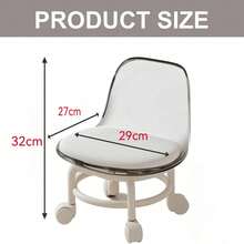Universal Swivel Caster Small Stool, Acrylic Roller Chair, Movable Backrest Stool, Home Use Low Stool With Wheels - Multicolor - View 4