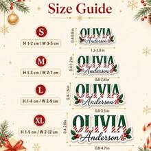 LICVIC Custom Christmas Name Sticker, Festive Plaid & Candy Cane Letter Decal, Personalized Christmas Labels Stickers, Customized Holiday Sticker, Christmas Gift, Customizable Christmas Decoration For Party Favors And Seasonal Gifts, Christmas Sticker - Style C - View 2