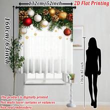 Rideau décoratif transparent à imprimé plat de Noël, haute définition, résistant à la décoloration, maille diamant premium, anti-accrochage, résistant aux plis, doux et lisse, lavable, drapé naturel, semi-transparent filtrant la lumière, convient pour le salon, la chambre, la cuisine, la décoration de fête de Noël à la maison - Multicolore - Voir 15