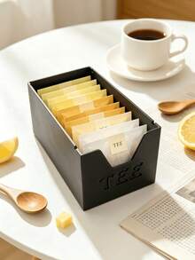 1/2pcs Tea Bag Storage Box, Multi-Compartment Design, Desktop Tea Bag & Coffee Pod Organizer, Minimalist Cool Black Appearance, Simple Style, Home Countertop, Gift Choice For Homestay & Cafe - Multicolor - View 4