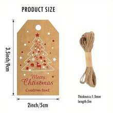 50pcs Personalized Gift Tags, Kraft Paper Christmas Tree Design Tags, Suitable For Crafts, Holiday Messages, And Gift Wrapping - Multicolor 4 - View 9