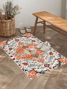 1/2pcs Diatomaceous Earth Bath Mat, Vintage Bohemian Floral Pattern Style, Super Absorbent, Non-Slip, Perfect For Bathroom, Kitchen And Dining Room, Quick Dry, Perfect Gift For Home Decor And Bathroom Mat, Holiday Gift! - Multicolor - View 7