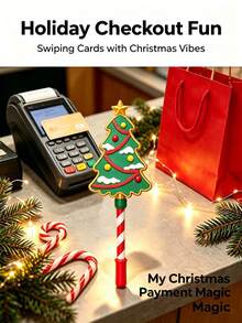 2/1pc Christmas Themed Tap-To-Pay Wand,Built-In Card Holder&Candy Cane Grip Contactless POS Payment Stick,Santa Claus & Christmas Tree Multiple Styles,Fun Holiday Checkout Experience,Multi-Use Photo Prop&Counter Decor,Ideal Christmas Holiday Gift - Multiple Styles - View 2