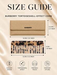 Burberry Tortoiseshell Comb, 13*5cm, Single Piece, Smooth Teeth For Easy Detangling, Portable, Includes Storage Pouch, Suitable For Daily Use And Travel - Multicolor - View 4