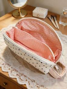 1pc Cute Polka Dot Storage Bag, With Soft Polka Dot Design, Suitable For Students. It Is A Pencil Case For Girls With High Appearance Standards And An Elegant Style. - Multicolor - View 3
