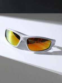 1 Pair Men's Cycling Sports Goggles With Wrap-Around Design, Fashionable Sports Glasses - Silver - View 11