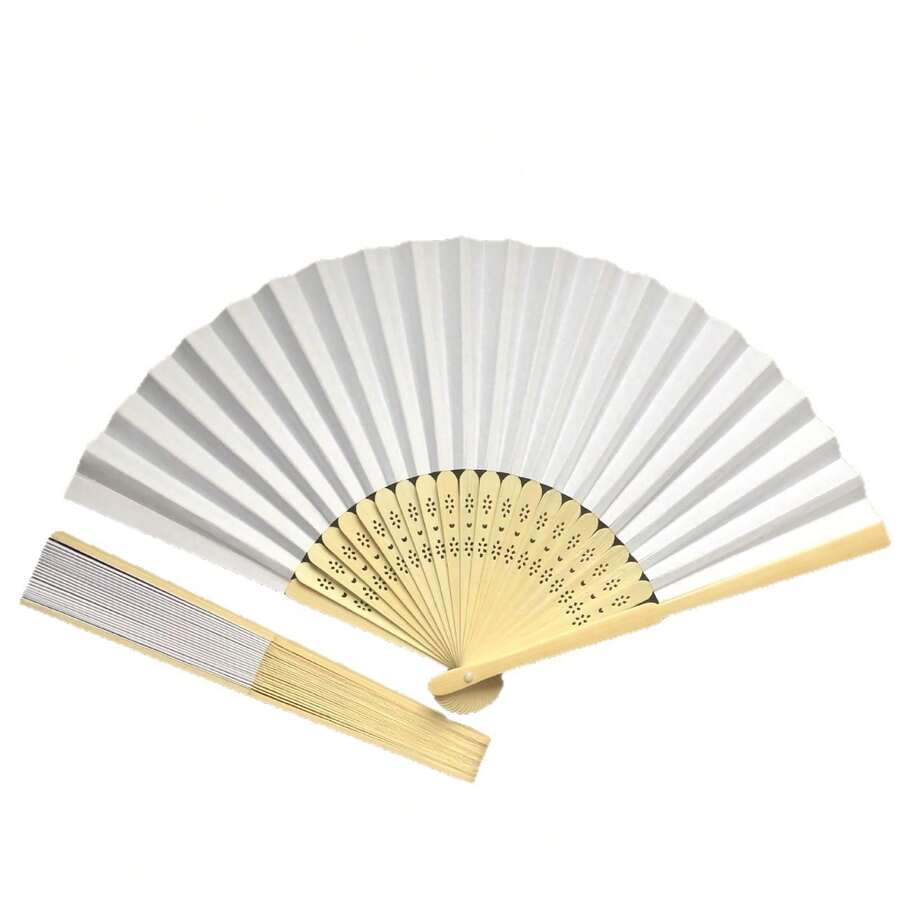 Vintage Handheld Folding Paper Fan, Portable Bamboo Fan - Perfect Summer Accessory, Keeps You Cool And Stylish, Ideal For Parties And Events
