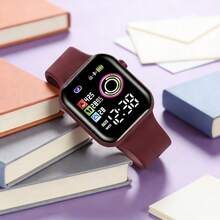 2/1pcs Kids Watch Unisex Colorful Ring Design LED Digital Display Soft Silicone Strap Suitable For Parties, Gatherings, Outings Perfect Gift For Best Friends (Gift Box Not Included) - Purple - View 2