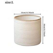 Large Rustic Rope Woven Storage Basket, Laundry Hamper, Bedroom Cabinet, Toy & Sundries Organizer Bin, Foldable Collapsible Container, Spring Home Organization, Closet, Bathroom, Living Room, Nursery, Dorm, Shelf, Bookshelf Decor - View 7
