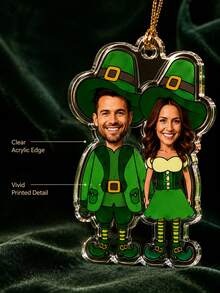 1pc Personalized Couple Christmas Ornament, Fun Custom Face Photo Ball, Acrylic Santa Claus Elf Holiday Keepsake, Couple Gift, Christmas Tree Decoration, Christmas Gift - Multicolor - View 6