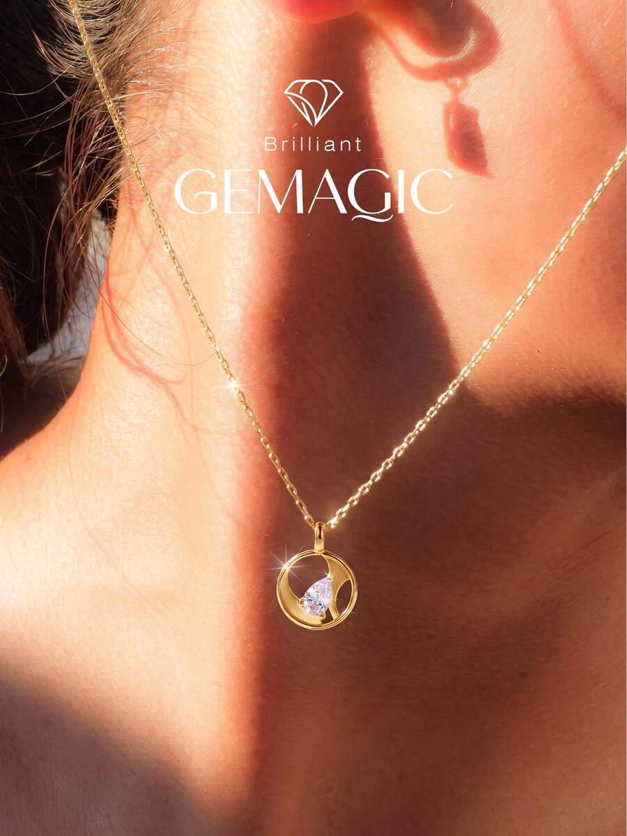 1pc Exquisite Pear-Shaped Pendant Necklace, Perfect Jewelry Choice For Women, Suitable For Proms, Parties, Dates, Holidays And Anniversaries - Oval Necklace - View 1