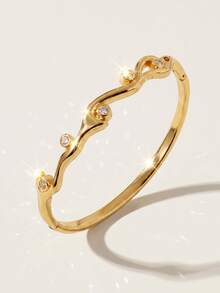 1pc French Luxury Asymmetrical Wavy Streamline Buckle Women's Bracelet, Daily Commute, Date, Party, Gift Jewelry - Multicolor - View 2