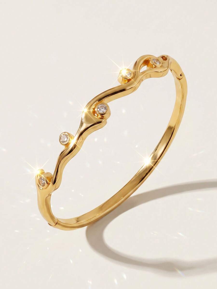1pc French Luxury Asymmetrical Wavy Streamline Buckle Women's Bracelet, Daily Commute, Date, Party, Gift Jewelry