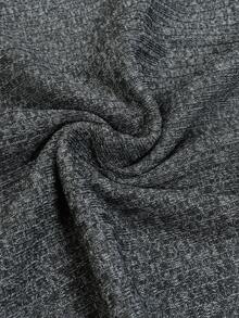 Women's Casual Dark Gray Autumn/Winter Mid-Length Dress, Square Neck Long Sleeve Henley Button Ribbed Knit Dress, Suitable For Daily Wear, Halloween, Christmas Party - Dark Grey - View 6