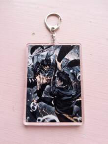1Pc/6Pcs Kagurabachi Themed Acrylic Keychains, Featuring Katana Cross Light Effect, Blue Fragment Silhouette, Newspaper Cover, Red Background Logo, Intense Battle And Triple Demon Blade Close-Up Designs, Fashionable Bag Charm, Suitable For: Back To School, Gift For Anime Fans, Exquisite Collection, All Season Use. - Multicolor - View 11