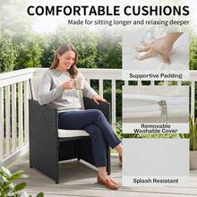 JMYXF 8 Seater Rattan Garden Furniture Sets Garden Table And Chairs Set Waterproof, Thick Cushions, Washable Covers, Modular Seating, Easy-Clean, Perfect For Patios Terraces & Decking Areas - Black - View 6