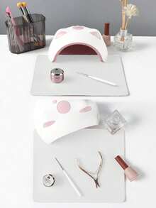 White Nail Art Desk Mat, Waterproof Soft PU Leather Material, Suitable For Studio Desk And Foldable Nail Armrest, Ideal For Nail Artists In Salon And Home Use - Print white - View 6