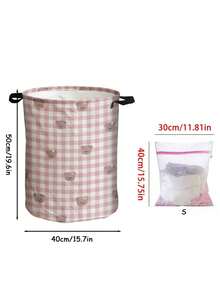 Cute Bear Print Foldable Laundry Basket, Large Capacity Round Fabric Dirty Clothes Storage Basket With Handle, Home Storage Basket, Laundry Bag, Suitable For Bedroom, Dorm, Bathroom, Home Essential, Perfect For Storage, Gift, Housewarming Gift - Multicolor - View 11