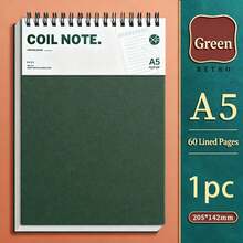 1/2pcs A5 Hardcover Notebook, Flip-Over Vintage Spiral Binding, 80g Thick Paper, Lined Pages, Suitable For Office Records, Study Notes And Daily Writing, Holiday Gift - Multicolor - View 7