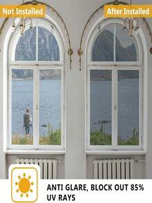 1 Roll One-Way Privacy Window Film, Heat Insulation & Sun Protection, Reflective Mirror Window Sticker, Suitable For Home Glass Windows, Static Adhesion, Removable, UV Protection, Anti-Glare - One-way Mirror - View 8