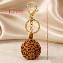 1pc/3pcs Women's Flocked Leopard Print Hollow Bow Star Perfume Bottle Keychain Pendant, Versatile Bag Charm For Autumn/Winter - Multicolor - View 5