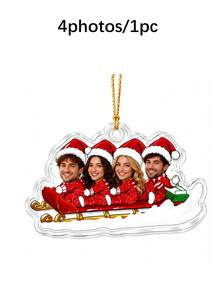 Custom 1-6 Photos Christmas Sled Ornament, Personalized Christmas Tree Decor, Festive Holiday Bag Charm, Customized Snow Sled Pendant, Customizable Picture Xmas Party Decor, 2026 Keepsake Gift, Christmas Gift 2026, Gift For Family And Friends - Style B - View 9