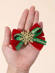 2PCS Christmas Bows For Girls Golden Glitter Snowflake Decor Alligator Clips Holiday Party Daily Hair Clips Kids Hair Accessories - Multicolor - View 5