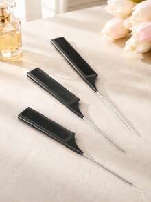 Rat Tail Hair Comb, Professional Fine‑Tooth Pointed Tail Styling Comb, Anti‑Static Hair Parting Teasing Comb For Salon Hairdressing Braiding Dyeing - Black - View 12