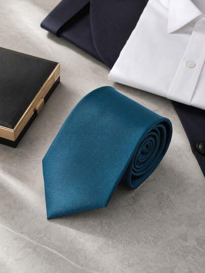 1pc Solid Color Men's Yarn-Dyed Tie